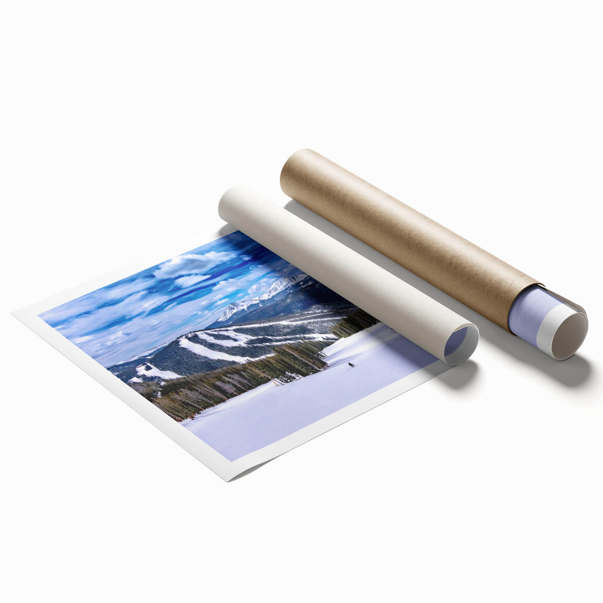 Extra large rolled print of Boulder, Colorado scenery with floral accents in soft pastel shades.