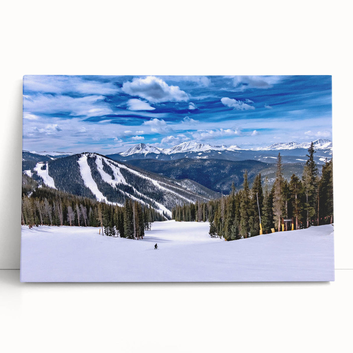 Black and white stretched canvas featuring a large Boulder, Colorado landscape, ideal for kitchen wall art.