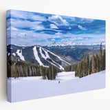 Large canvas print depicting the Boulder, Colorado landscape in muted earth tones, ideal for kitchen wall art.