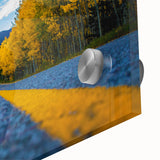 Large abstract wall art depicting the Denver skyline in muted earth tones on acrylic glass, ideal for dining room art.