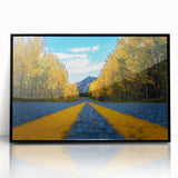 Large abstract wall art of Denver skyline in muted gray and blue tones, framed acrylic, suitable for modern office decor.