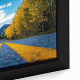 Extra large black wall art of a textured Denver skyline, featuring colorful abstract elements on a framed canvas.