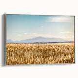 Landscape art painting of Pikes Peak in Colorado, featuring a colorful palette on a framed canvas, ideal for office decor.