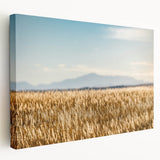 Large canvas print of Pikes Peak in Colorado with vivid blue and green hues, suitable for kitchen wall art.