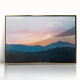 Framed acrylic print of the Rocky Mountains in gold tones, suitable for modern art wall decor.