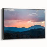 Black and white framed canvas of the Rocky Mountains, ideal for bedroom wall art.