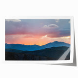 Rolled print of the Rocky Mountains in muted earth tones, suitable for art wall dining room.