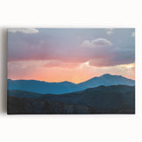 Black and white photograph of Rocky Mountains on large stretched canvas, suitable for kitchen wall art.