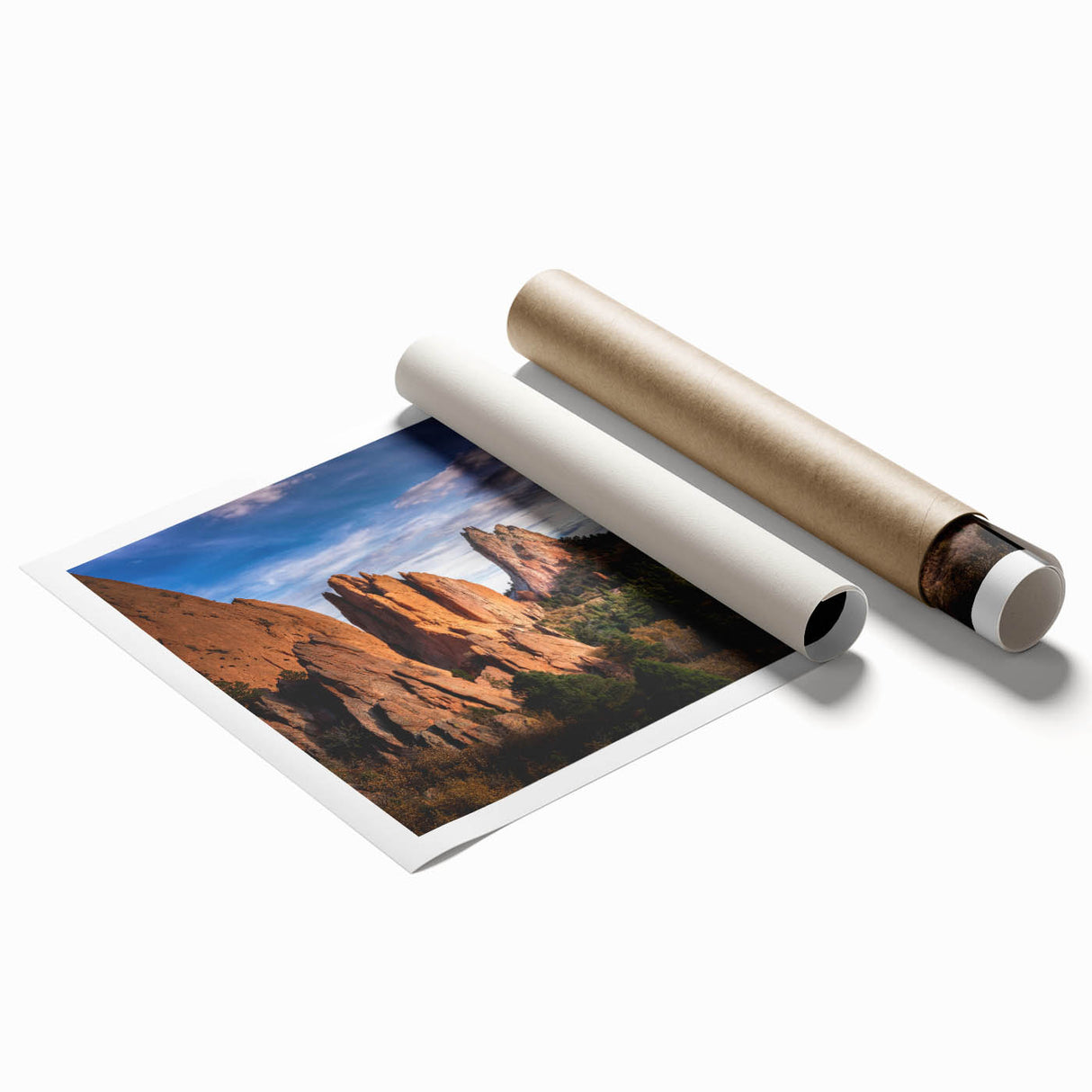 Extra large rolled print of Colorado Springs scenery with vibrant green and floral elements.