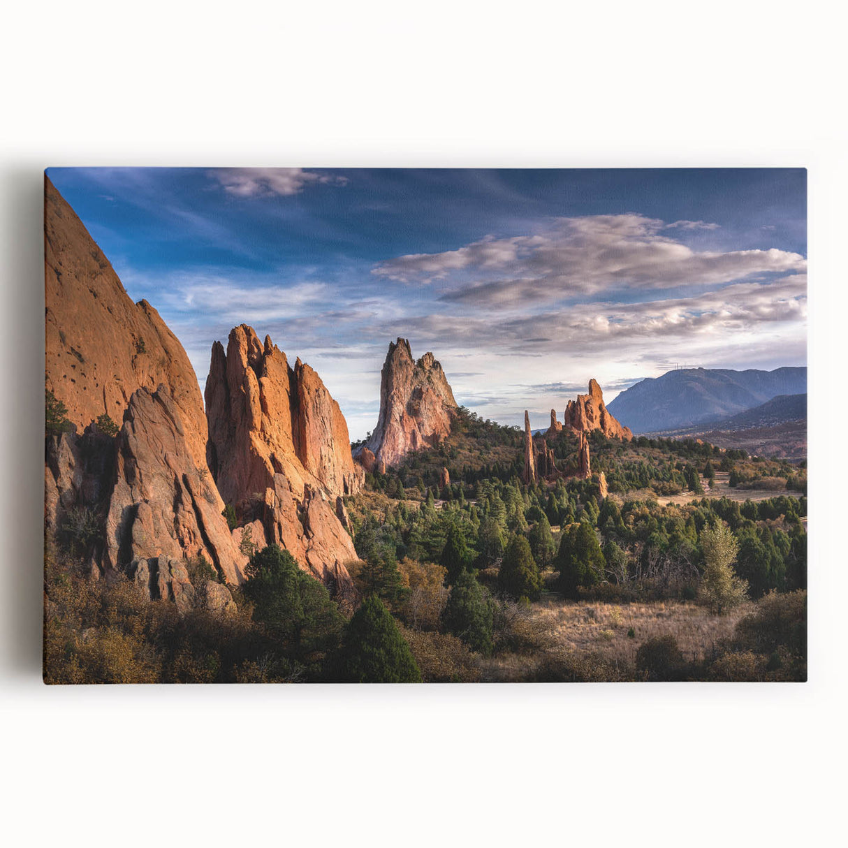 Black and white photograph of Colorado Springs on stretched canvas, ideal for kitchen wall art.
