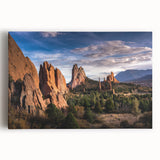Black and white photograph of Colorado Springs on stretched canvas, ideal for kitchen wall art.