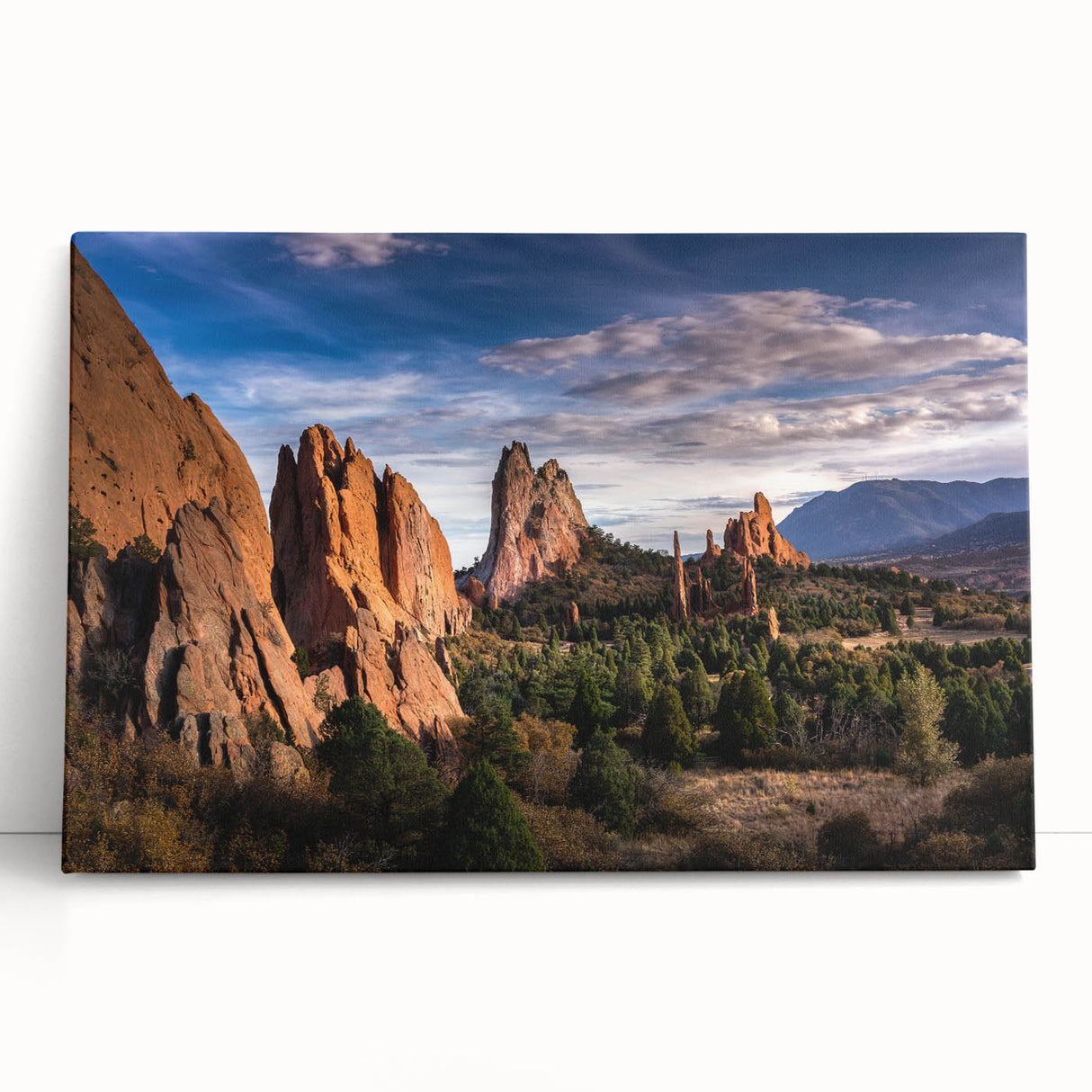 Black and white photograph of Colorado Springs on stretched canvas, ideal for kitchen wall art or bedroom decor.