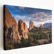 Large canvas print of Colorado Springs landscape in muted earth tones, ideal for kitchen wall art.