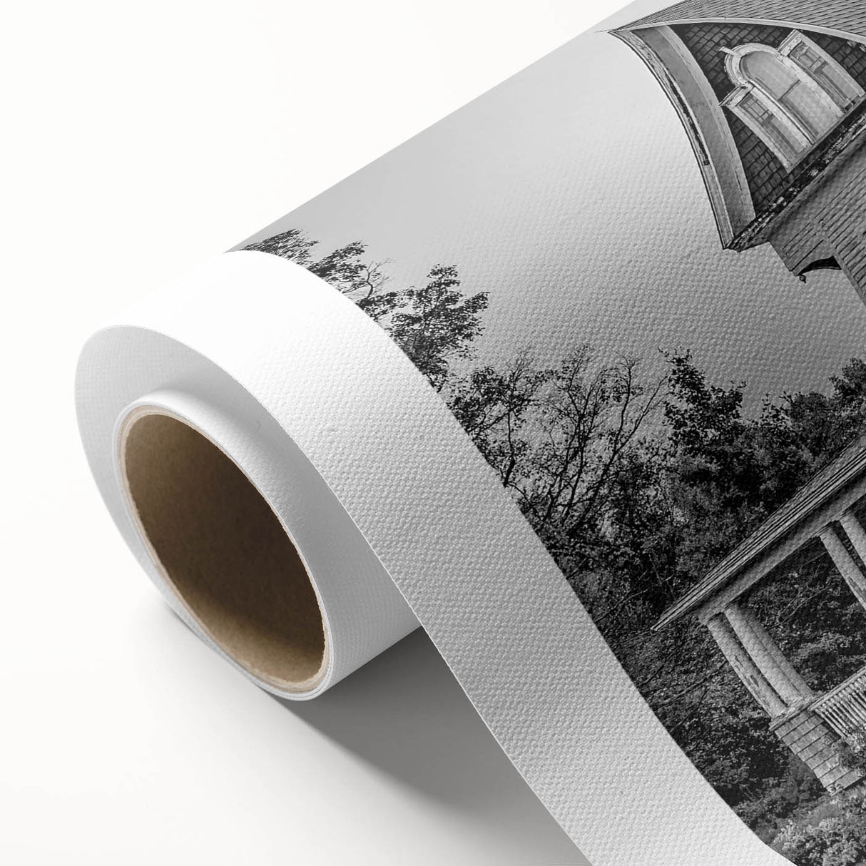 Art Deco style poster of Connecticut scenery on rolled canvas, featuring muted earth tones, ideal for nursery wall art.