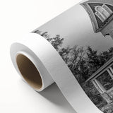Art Deco style poster of Connecticut scenery on rolled canvas, featuring muted earth tones, ideal for nursery wall art.