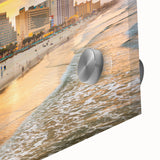 Large abstract wall art in mid-century modernist style, featuring muted earth tones on acrylic glass.