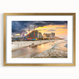 Extra large abstract art print of Daytona scenery in textured style with gold frame, ideal for living room decor.