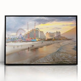 Large abstract wall art featuring Daytona scenery in muted earth tones on a framed acrylic, suited for modern art wall decor.