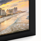 Framed canvas featuring a textured, colorful depiction of Daytona scenery on a black background.