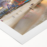 Art Deco poster featuring Daytona scenery on rolled canvas, in muted beige and blue tones, suitable for dining room decor.