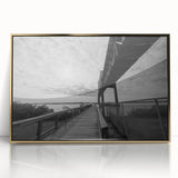 Mid-century modernist style Delaware scenery on large acrylic print with gold frame, suitable for modern art wall decor.