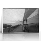 Art Deco poster of Delaware scenery in muted colors on framed acrylic, suitable for modern nursery wall art.