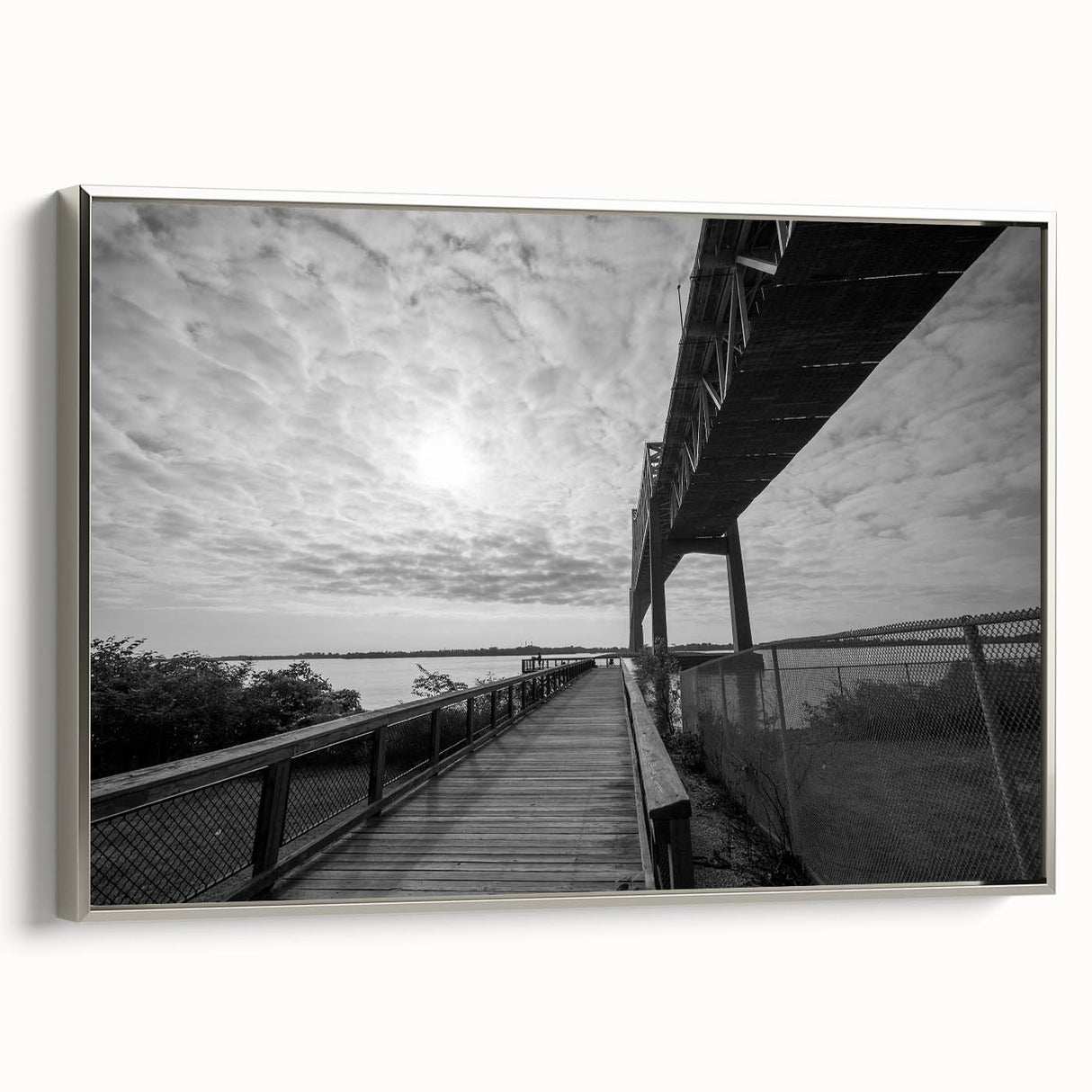 Landscape art painting of Delaware scenery on framed canvas, featuring vibrant colors on a black background.