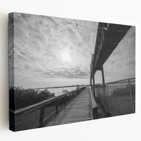 Delaware landscape on large stretched canvas with muted green and blue tones, ideal for kitchen wall art.