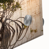 Acrylic print of a large abstract depiction of the Everglades in muted green and blue tones, ideal for dining room art.