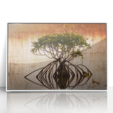 Acrylic print of the Everglades with lush greenery and water, in art deco style, suitable for modern nursery decor.