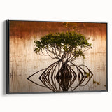 Black and white wall art of the Everglades landscape on framed canvas, ideal for bedroom decor.
