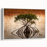 Vintage poster art of the Everglades in a white framed canvas, featuring vibrant greens and blues.