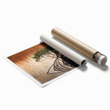 Rolled print of the Everglades scenery, featuring lush green vegetation and water, in muted earth tones.