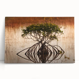 Black and white photograph of Everglades scenery on stretched canvas, ideal for kitchen wall art or bedroom.