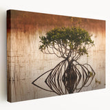 Everglades landscape on stretched canvas, featuring vivid greens and blues, ideal for kitchen wall art.