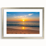 Textured abstract art print of Fort Lauderdale in muted blue and green tones, framed in silver, ideal for bedroom art.