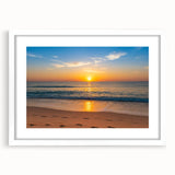 Abstract art print of Fort Lauderdale in muted blue tones on a framed white mat, ideal for dining room decor.