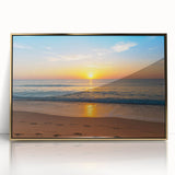 Framed acrylic print of Fort Lauderdale scenery in muted gold and blue tones, ideal for modern art wall decor.