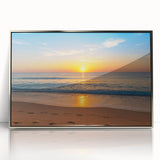 Mid-century modernist art depicting the Fort Lauderdale skyline in muted pastel shades, framed acrylic print.