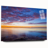 Acrylic print of a large abstract depiction of the Florida Keys in blue and green tones.