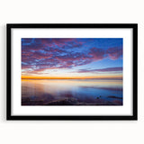 Extra large, textured abstract art print of the Florida Keys in vibrant colors on a framed black mat.