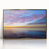 Framed acrylic print of a serene Florida Keys landscape in soft blue and green tones, ideal for modern art wall decor.