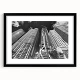 Extra large, textured abstract art print of colorful Miami scenery on a black-framed canvas, ideal for living room decor.