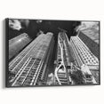 Black and white framed canvas featuring a vintage-style Miami landscape, ideal for bedroom wall decor.