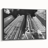 Black and white framed canvas featuring a vintage-style Miami landscape, ideal for bedroom wall decor.