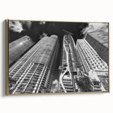 Framed canvas of a vintage-style Miami landscape in black and gold tones, ideal for bedroom wall art.