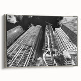 Framed canvas featuring a vintage-style Miami landscape with vibrant colors on a black background.