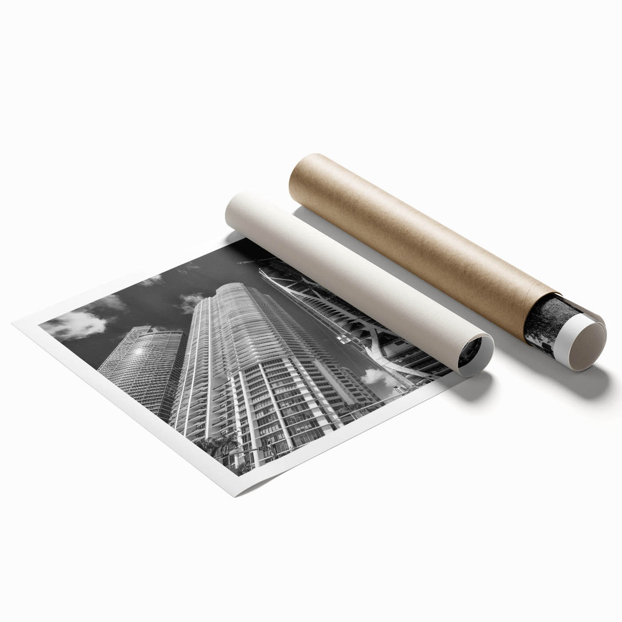 Extra large rolled print of Miami scenery with vibrant sunset hues, ideal for classy bathroom wall art.