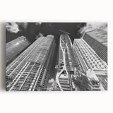 Black and white stretched canvas of Miami skyline, ideal for kitchen wall art.