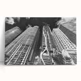 Black and white photo of Miami skyline on large stretched canvas, ideal for kitchen wall art.